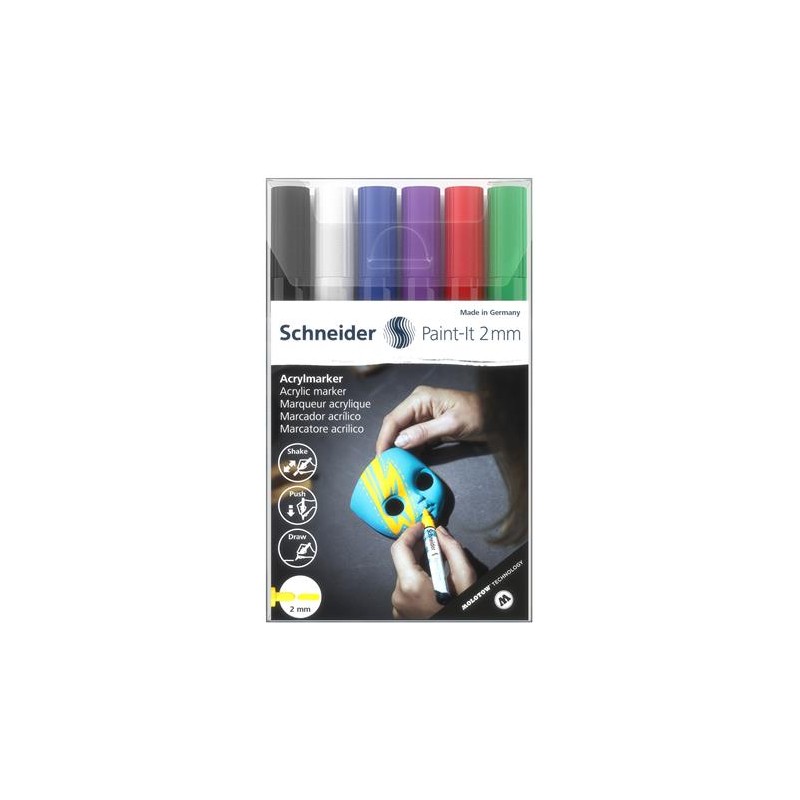 Akrylový popisovač, 2 mm, Paint-It 310, 6 rôznych farieb