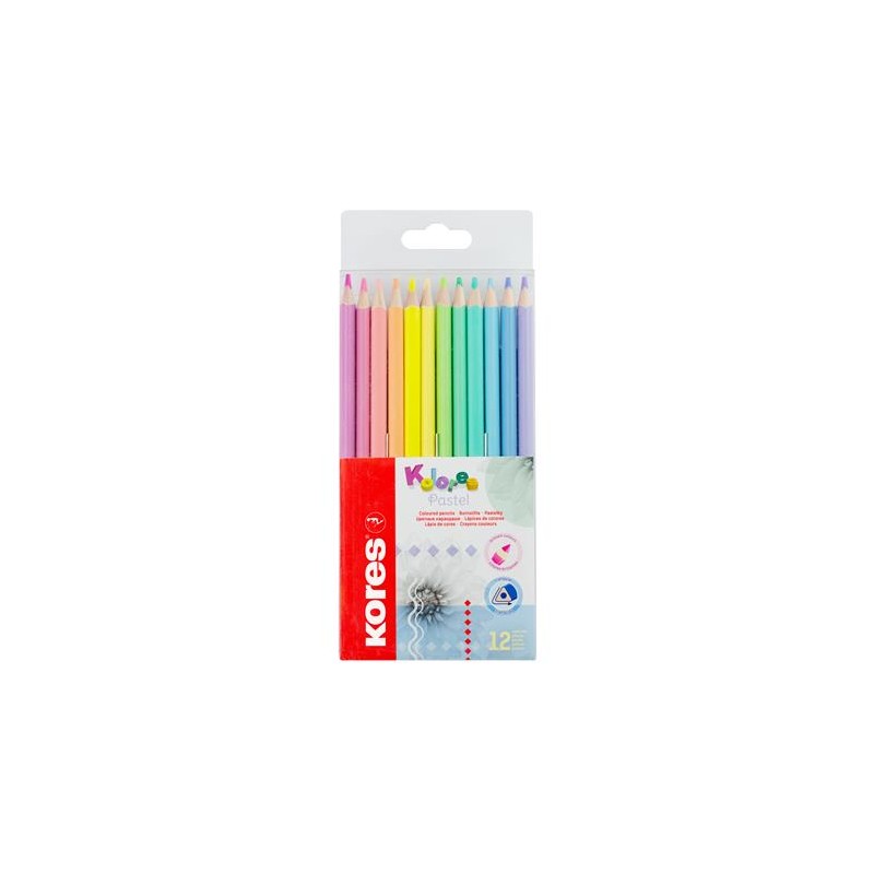 Farebné ceruzky Kolores Pastel, 12 pastelových farieb