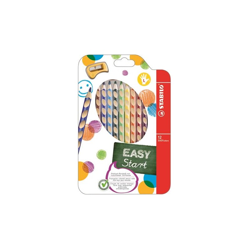 Farebné ceruzky pre pravákov EasyColours, 12 rôznych farieb