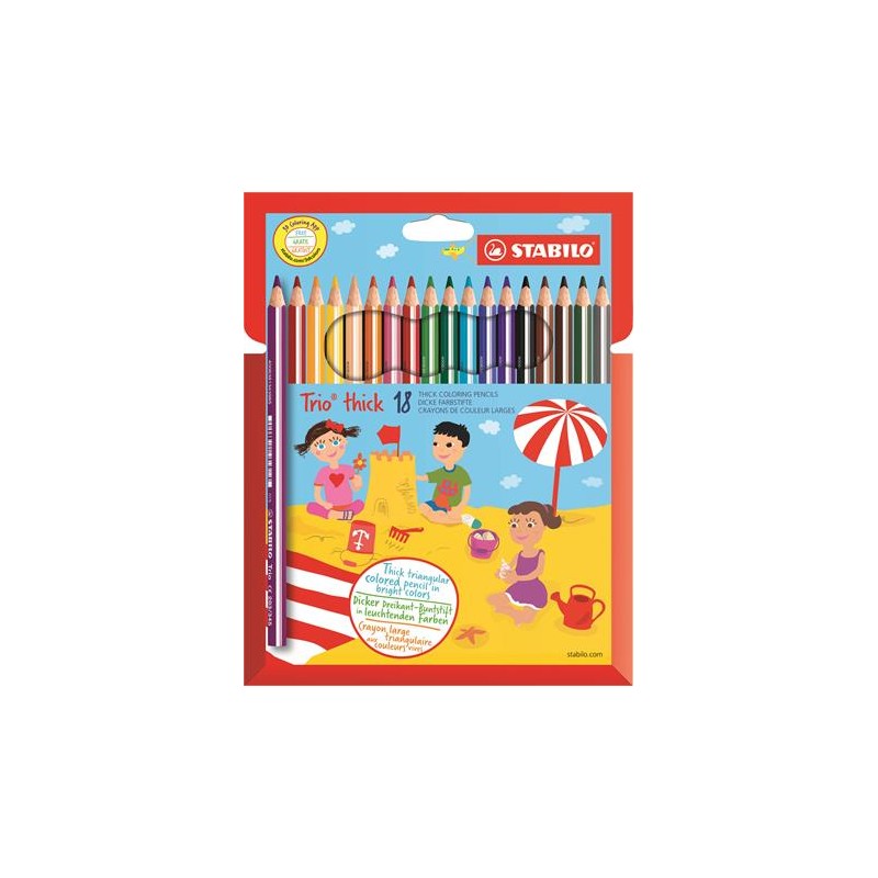 Farebné ceruzky Trio thick, 18 rôznych farieb