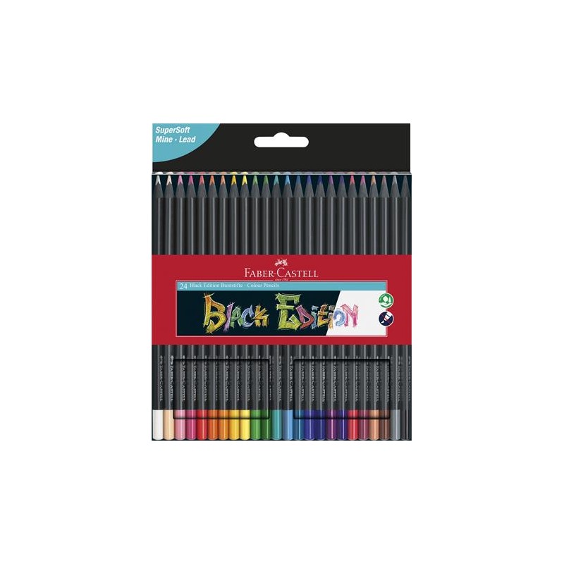 Farebné ceruzky trojhranné, Black Edition, 24 rôznych farieb