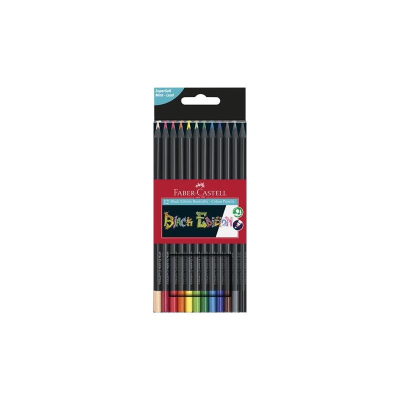 Farebné ceruzky trojhranné, Black Edition, 12 rôznych farieb