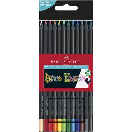 Farebné ceruzky trojhranné, Black Edition, 12 rôznych farieb